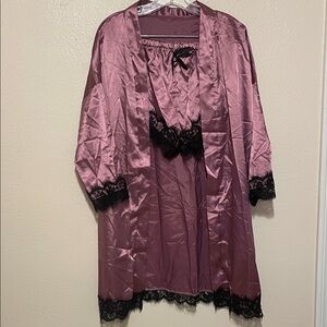 Satin Robe and Shorts Set